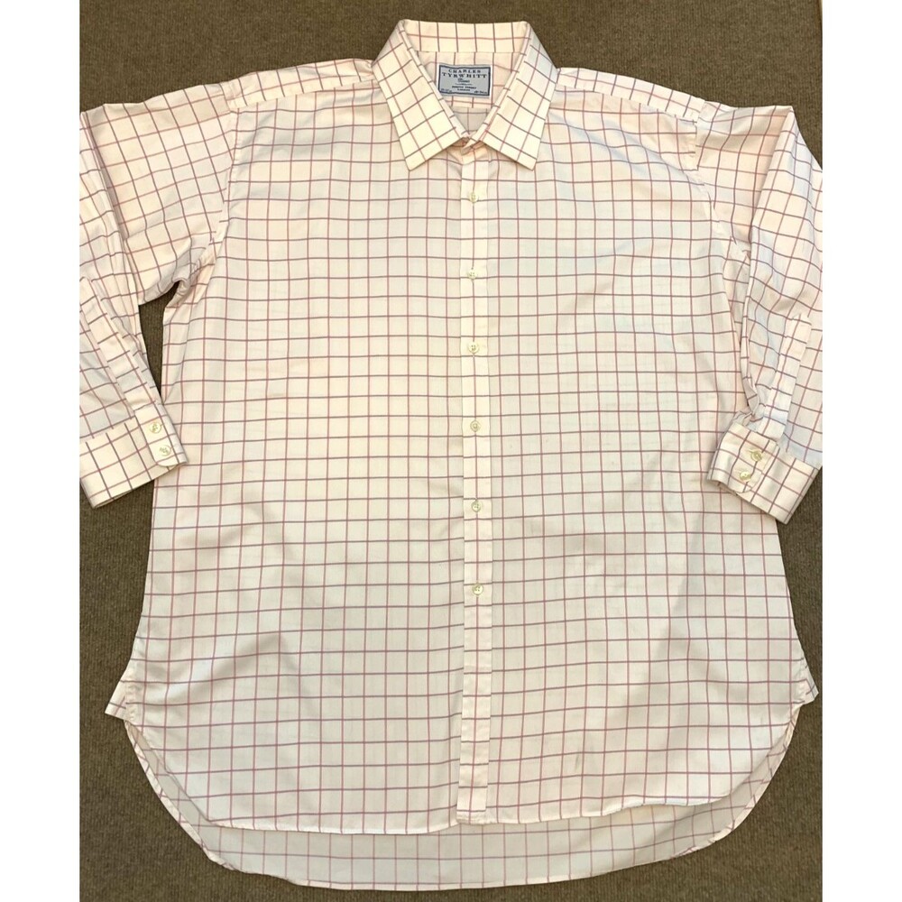 Charles Tyrwhitt Dress Shirt Mens 19/37 Check Plaid Long Sleeve Spread Collar